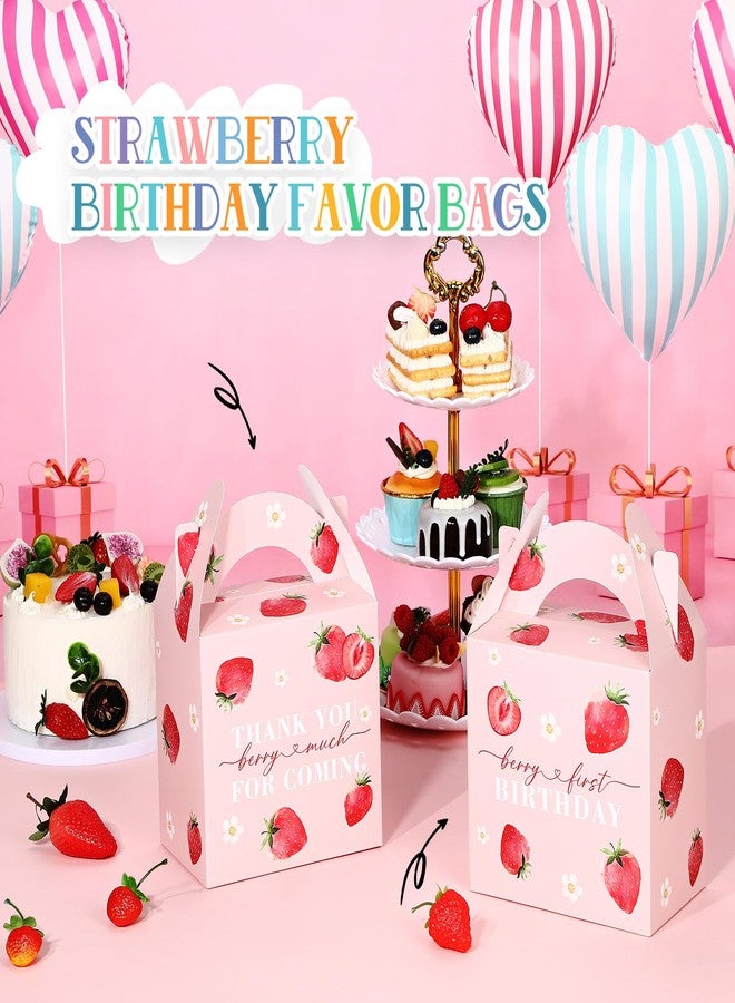 Sinload 24 Pack Strawberry Birthday Party Favor Sweet Strawberry Treat Box 6.1 X 3.9 X 8.3 In Fruit Gift Candy Box Strawberry Theme Goodie Present Box for Sweet One Birthday Baby Shower Decor Supplies - Image 4